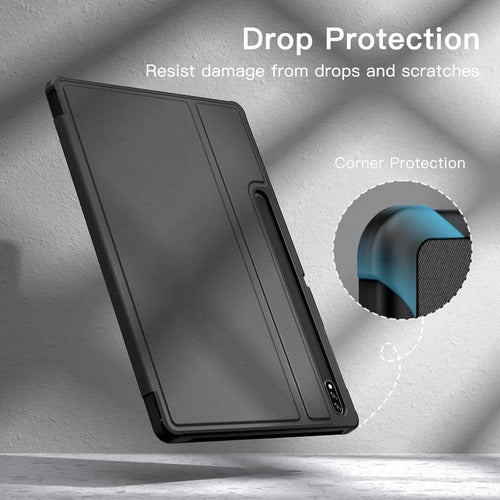 Funda Para Samsung Galaxy Tab S8/s7 Con Soporte S Pen Negro Lisa