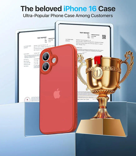 Funda Protectora Para iPhone 16, Antigolpes Rojo