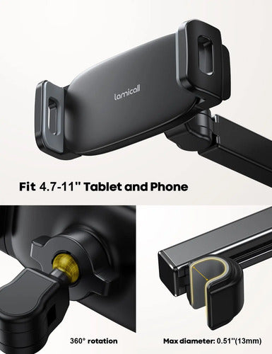 Soporte Universal De Tablet Para Reposacabezas De Vehícul... Negro