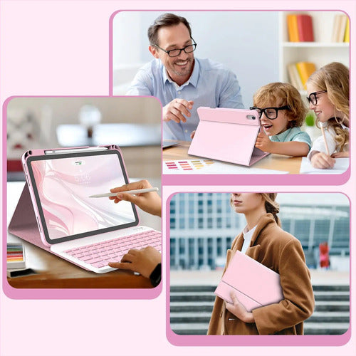 Funda Con Teclado Para iPad 11th 10th Gen Rosa Claro