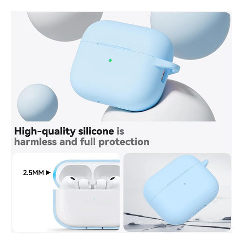 Funda De Silicona Para AirPods Pro 3 Con Kit Limpieza Azul