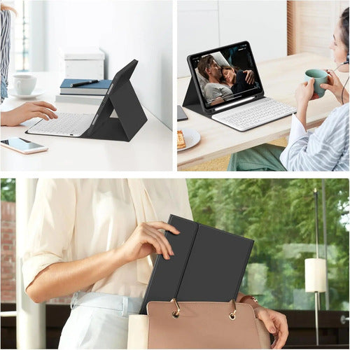 Funda Con Teclado Para iPad Air 7th/6th/5th/4th Gen, Negro Negro