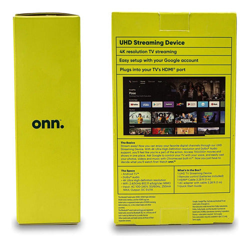 Onn Android Tv 4k Uhd Streaming Device Con Control Remoto De Voz