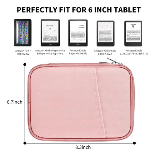 Funda De Tela Para Kindle De 6 Y 7 Pulgadas Rosa
