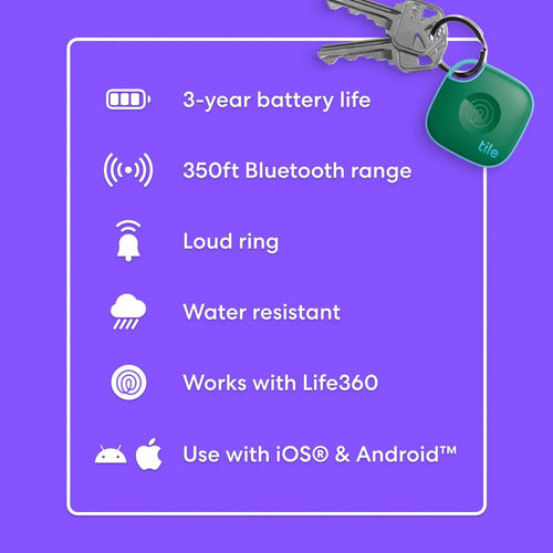 Tile Mate Life360 Rastreador Bluetooth Para Llaves Y Objeto Verde Oscuro