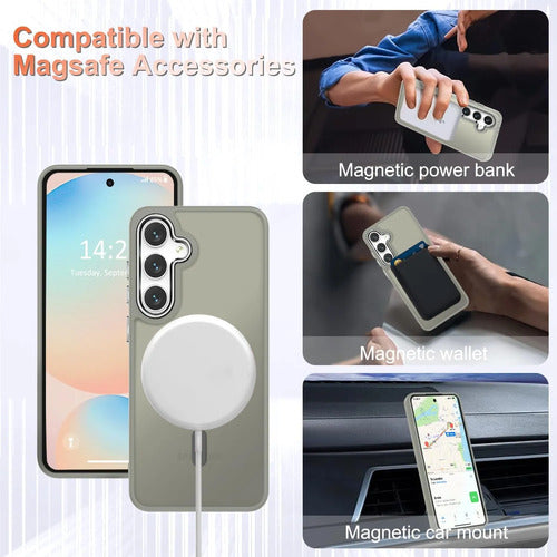 Funda Magnética Mate Para Samsung Galaxy S25+ Plus Gris