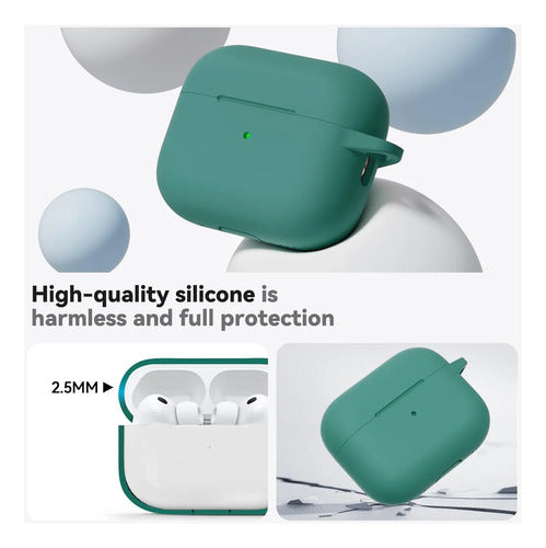 Funda De Silicona Para AirPods Pro 3 Con Kit Limpieza Verde Oscuro
