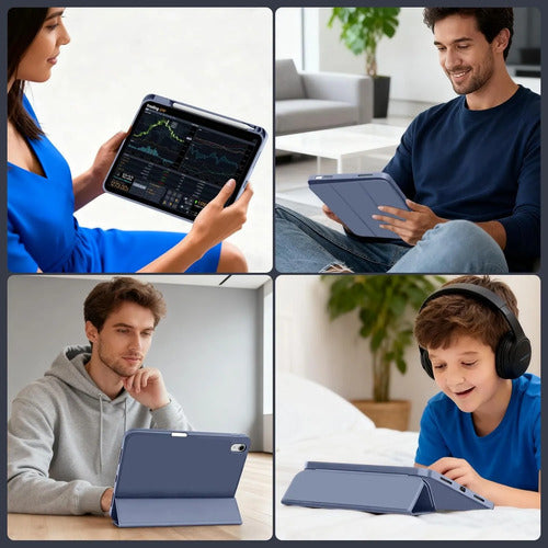 Funda Para iPad A16 / 11 Generacion Con Soporte Para Lápiz Azul