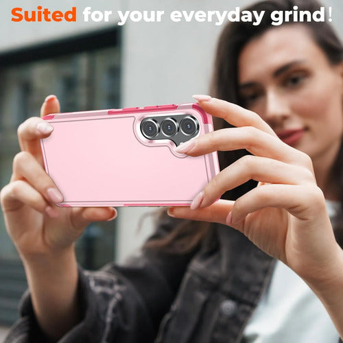 Funda Resistente Para Samsung Galaxy S25 Plus & S24 Plus Rosa