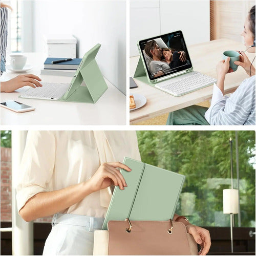 Funda Con Teclado Para iPad Air 7th/6th/5th/4th Gen, Verde Claro