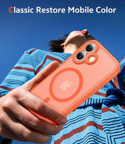 Funda Transparente Para iPhone 16 Naranja
