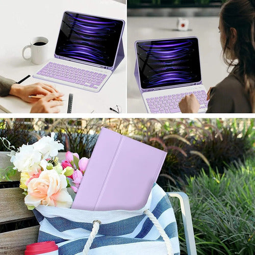 Funda Con Teclado Para iPad Pro M3 11 Violeta