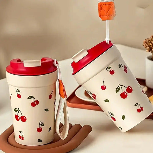 Taza De Café De Plástico De 400 Ml Con Tapa Rojo