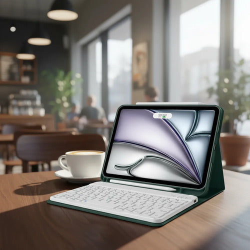 Funda Con Teclado Bluetooth Para iPad Air 11'' M3/m2 & Air Verde Oscuro
