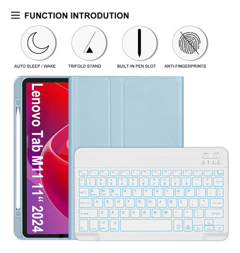 Funda Con Teclado Para Lenovo Tab M11 / K11 Lte 11 Pulgadas Celeste