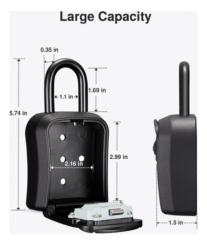 Caja De Seguridad Portátil Para Llaves Puroma C/ Combinacion Negro Puro