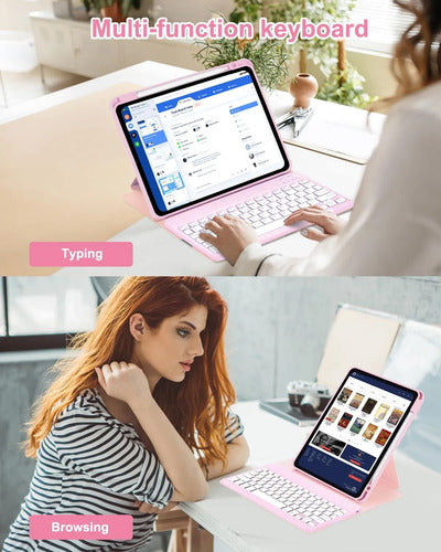 Funda Con Teclado Para iPad Air Rosa