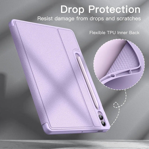 Funda Para Samsung Galaxy Tab S9 Fe+ 12.4' Con Soporte Lapiz Lavanda