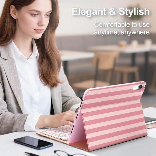 Funda Con Teclado Para iPad 11 Gen Y A16 Rosa