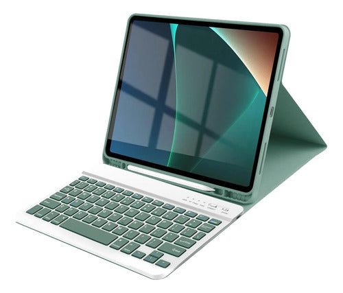 Funda Con Teclado Para iPad Air Y Pro Verde Oscuro