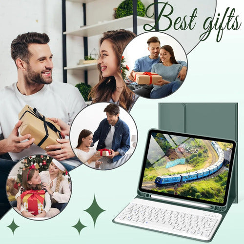 Funda Con Teclado Para iPad Air Gen 11 Verde Oscuro