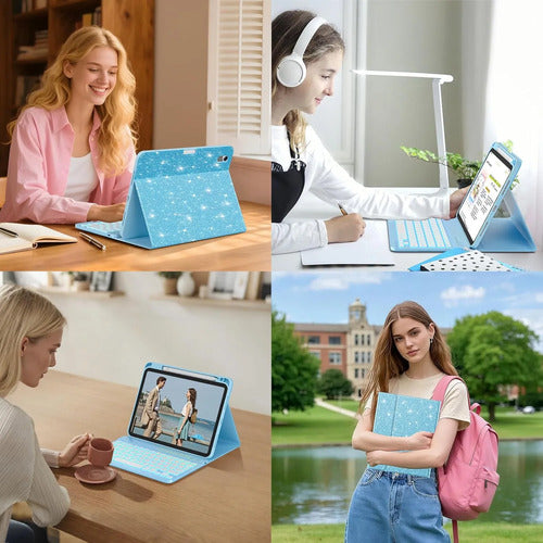 Funda Con Teclado Para iPad A16 11th 10th Gen Azul