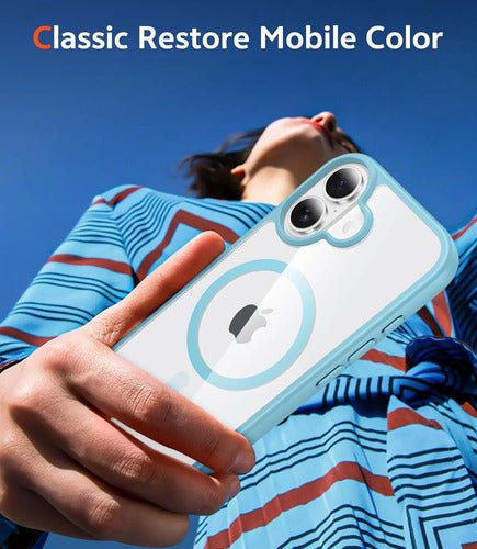 Funda Transparente Para iPhone 16 Turquesa