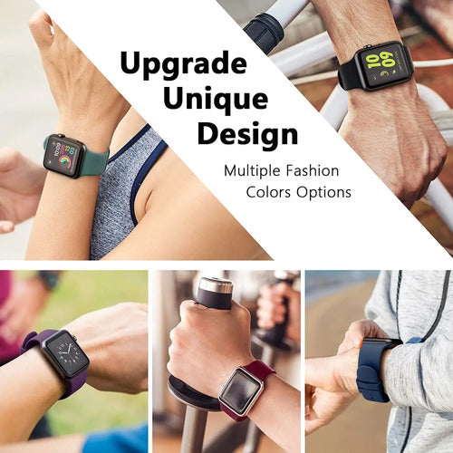 Pack De 6 Correas Deportivas Compatible Con Apple Watch Negro 3.8 Cm