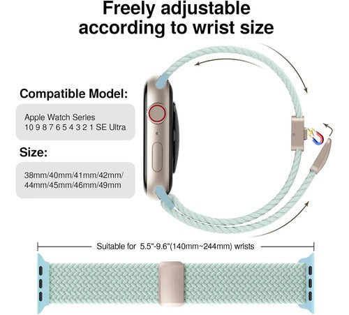 Banda Elástica Trenzada Para Apple Watch Verde Claro