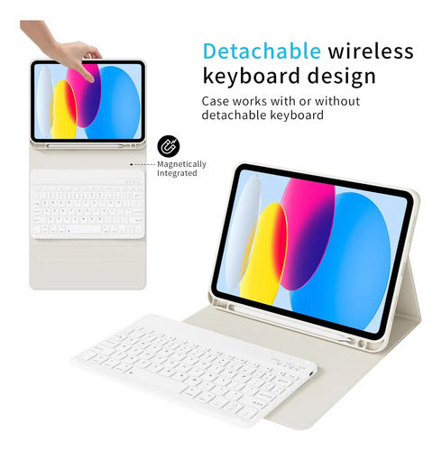 Funda Con Teclado iPad De 10a/11a Gen. 11/10.9 PuLG, A16 Crema