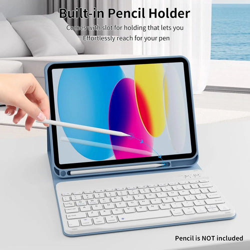 Funda Con Teclado Para iPad (a16) 11th/10th Gen (11/10.9) Celeste