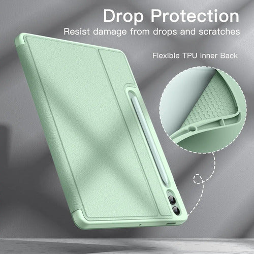 Funda Para Samsung Galaxy Tab S9 Fe+ 12.4' Con Soporte Lapiz Verde Claro