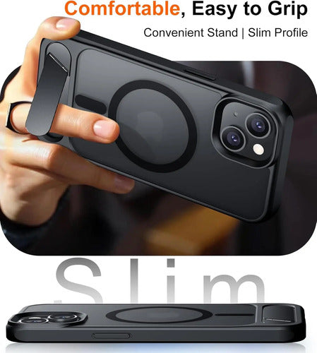 Funda Magnética Para iPhone 14/13 Con Soporte Negro
