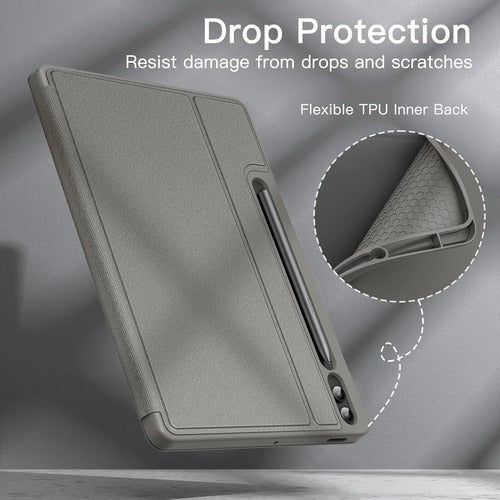 Funda Para Samsung Galaxy Tab S9 Fe+ 12.4' Con Soporte Lapiz Gris