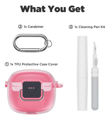 Funda Case Para Jbl Tune Flex Con Kit De Limpieza Rosa
