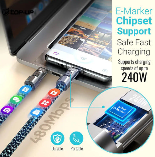 Correa Top-up Crossbody Lanyard 4ft Con Cable Usb-c