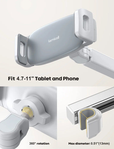 Soporte Universal Ajustable Para Tablet En Cabecera De Auto Blanco