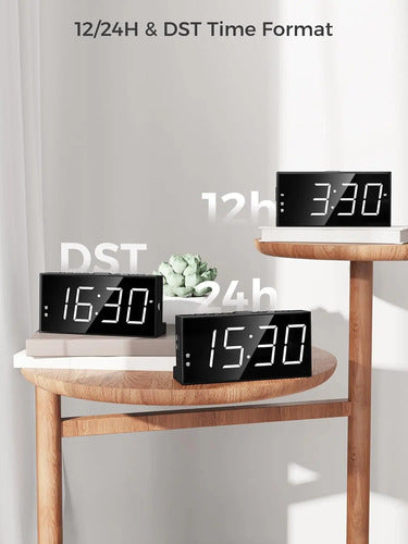 Reloj Despertador Digital Con 2 Alarmas Y Puerto Usb Blanco