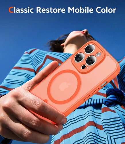 Funda Para iPhone 14 Pro Transparente Anti-amarilleo Naranja