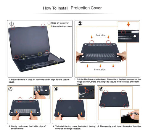 Funda Protectora Para Macbook Air 13.6 M2-m4 2022-2025 Negro