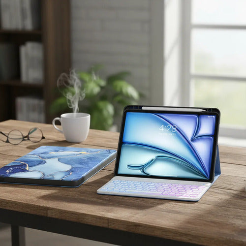 Funda Con Teclado Para iPad Air A-ocean Marble