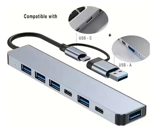 Usb C Hub 7 En 1 Gris Oscuro