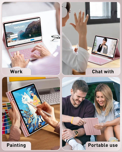 Funda Con Teclado Samsung Galaxy Tab A9 8.7 PuLG Rosa