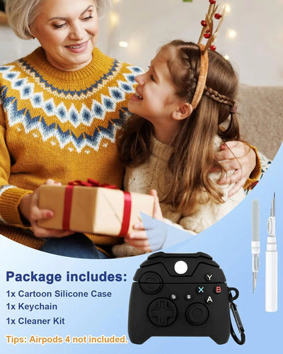 Funda De Silicona Para AirPods 4, Diseño 3d, Negro Negro