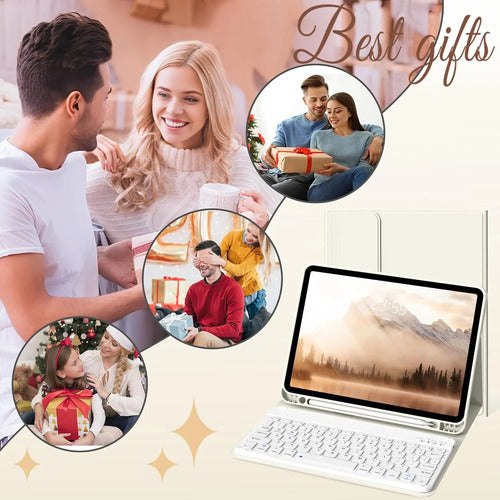 Funda Con Teclado Para iPad Air Crema