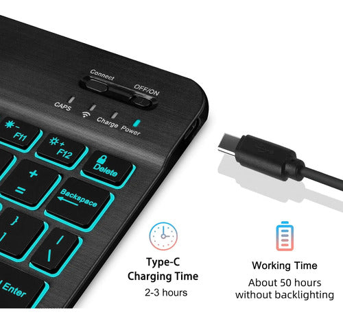Funda Con Teclado Para Samsung Galaxy Tab A11+/a9. Verde Oscuro