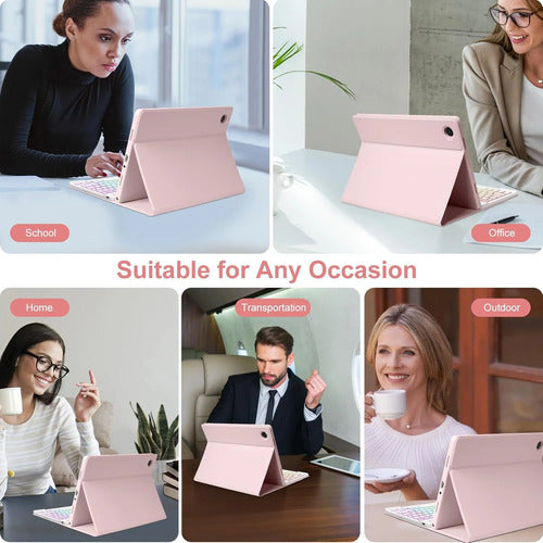 Funda Con Teclado Para Samsung Galaxy Tab A11 Plus/a9 Plus Rosa