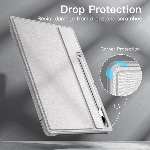 Funda Jetech Para Samsung Galaxy Tab S8/s7 Con Soporte S Pen Plateado Lisa