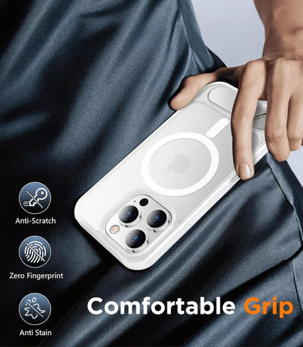 Funda Magnética Temdan Para iPhone 16 Pro Max Con Soporte Blanco