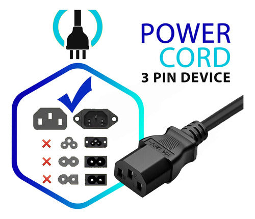 Cable De Corriente Universal Negro 4.9 Pies | 125v 10a Color